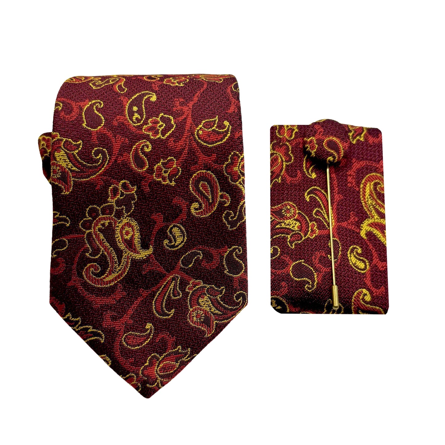 JACOMBO247010 JAMES ADELIN Luxury Paisley 7.5cm Width Tie/Pocket Square/Lapel Pin Combo Set