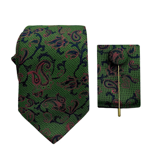JACOMBO247010 JAMES ADELIN Luxury Paisley 7.5cm Width Tie/Pocket Square/Lapel Pin Combo Set