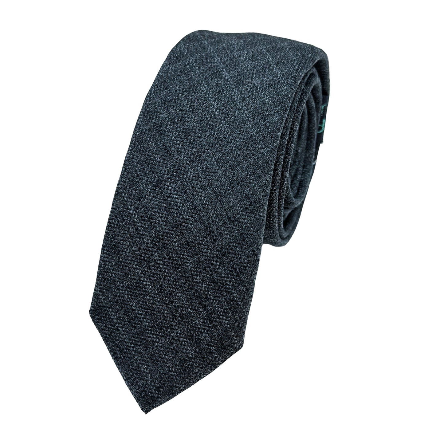 Blue/Grey Mens Luxury Wool Blend Textured Check Weave Skinny Neck Tie