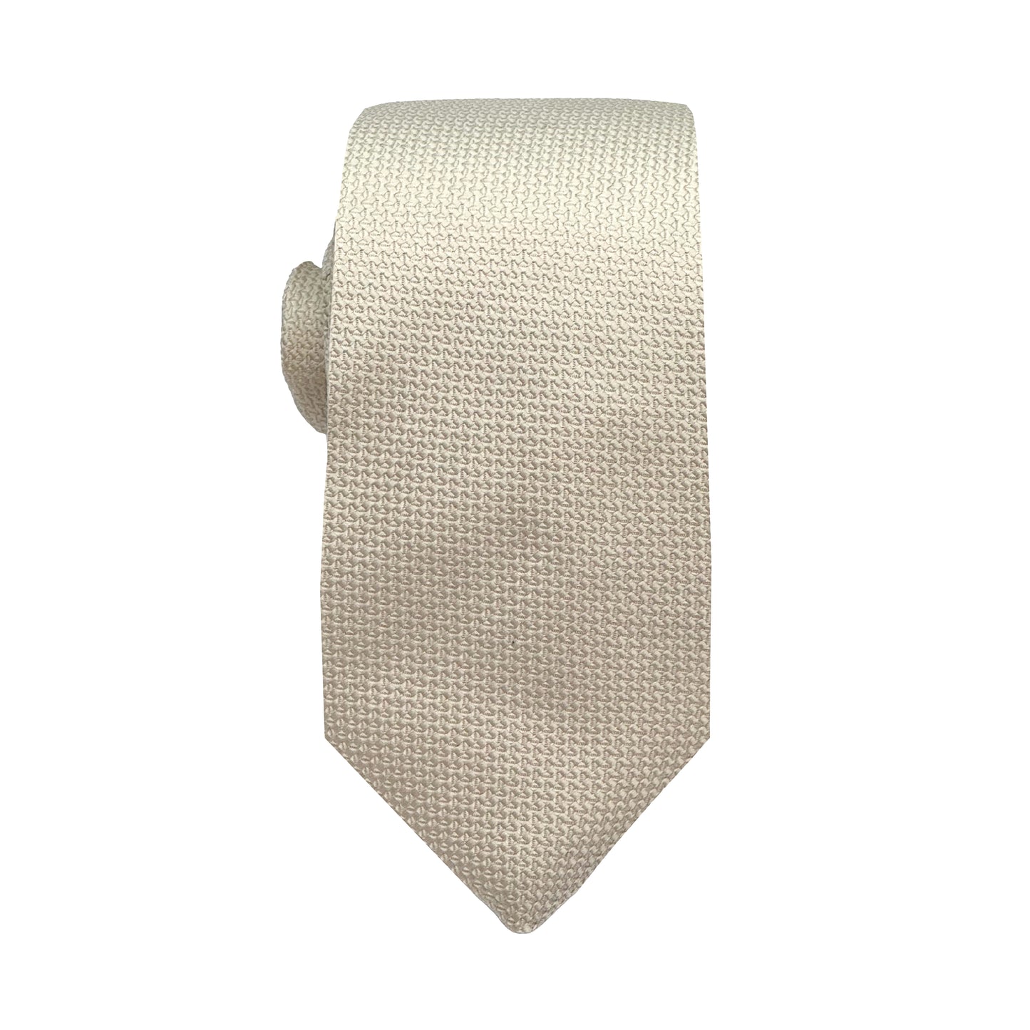 Cream Luxury Oxford Weave 6.5cm Skinny Neck Tie
