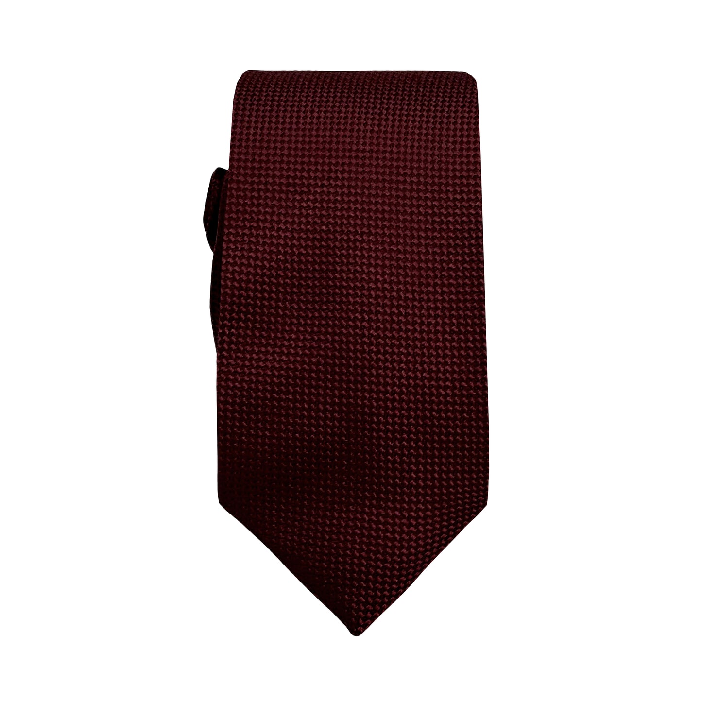 Dark Burgundy Luxury Oxford Weave 6.5cm Skinny Neck Tie