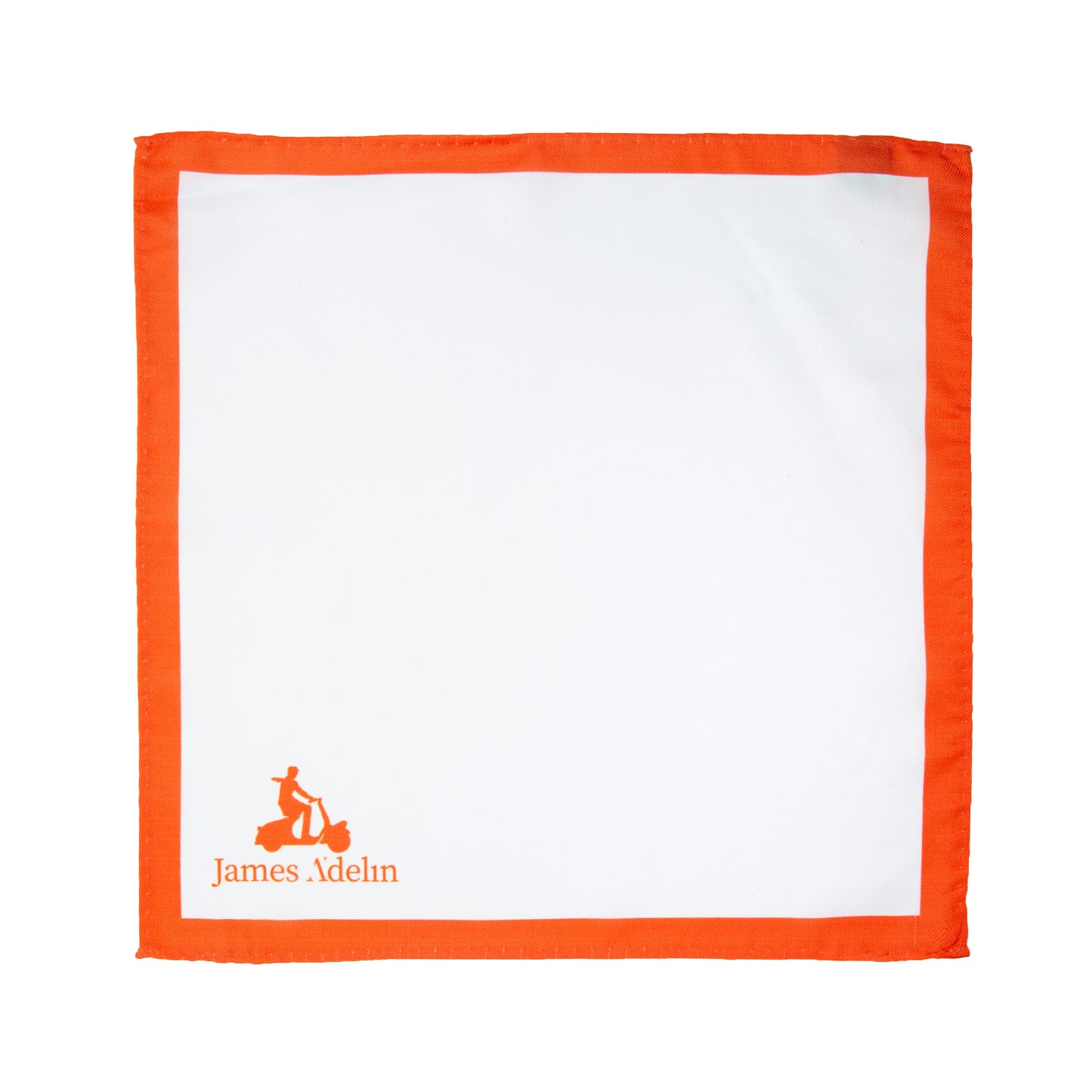 White/Orange Luxury Satin Weave Coloured Border Pocket Square