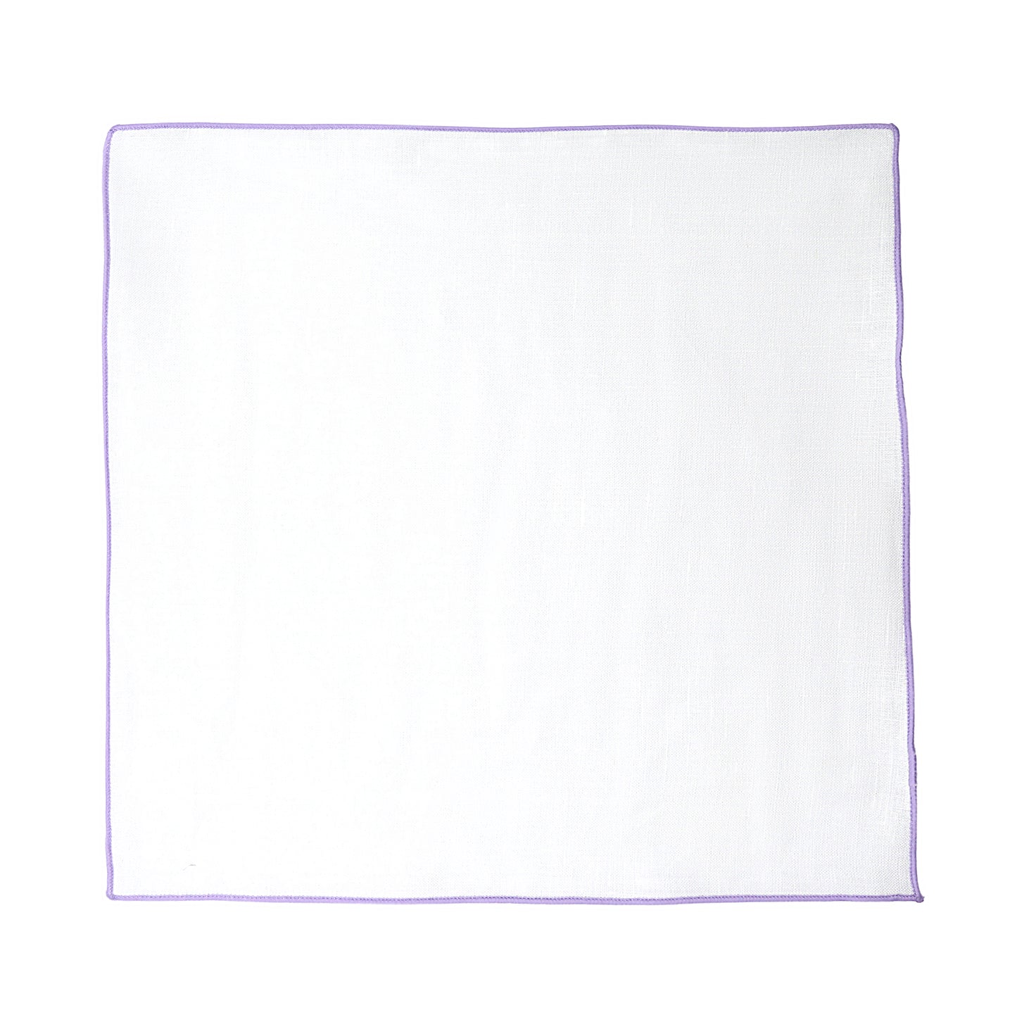 White/Lilac Luxury Coloured Border Pure Linen Weave Pocket Square