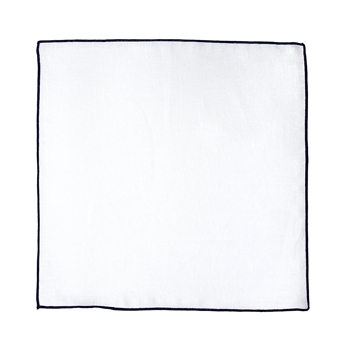White/Navy Luxury Coloured Border Pure Linen Weave Pocket Square