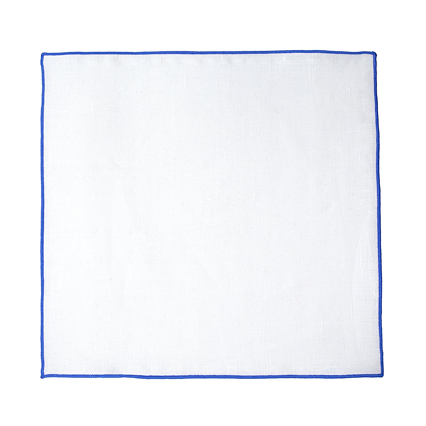 White/Blue Luxury Coloured Border Pure Linen Weave Pocket Square