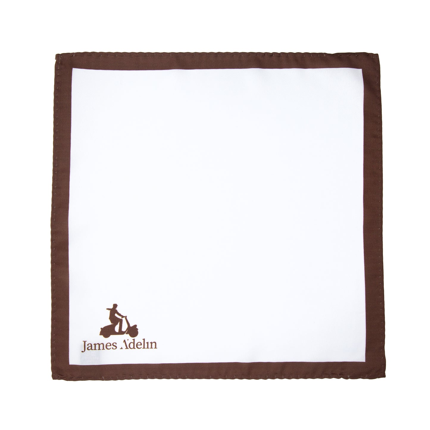 White/Brown Luxury Satin Weave Coloured Border Pocket Square