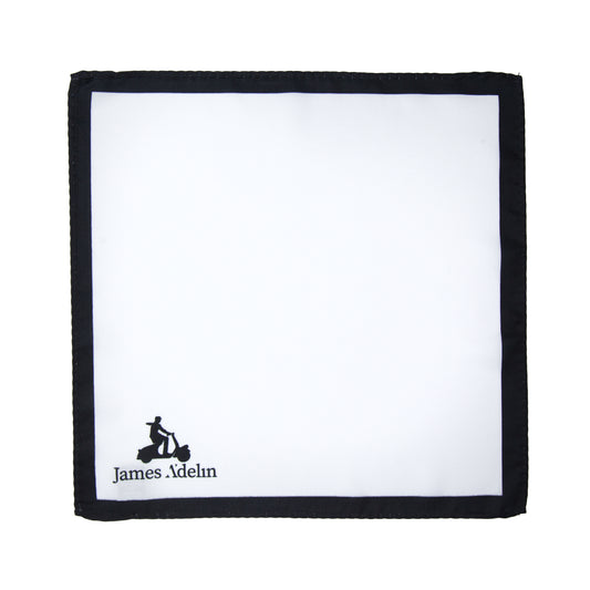 White/Black Luxury Satin Weave Coloured Border Pocket Square
