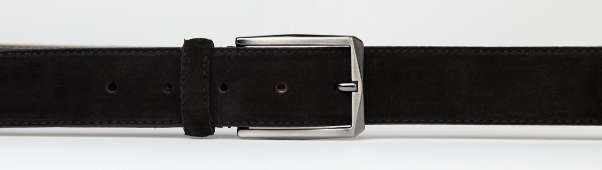 mens black suede leather belt
