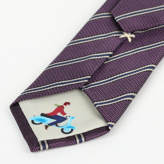 Grape Mens Silk Neck Tie in Textured Striped Weave Design