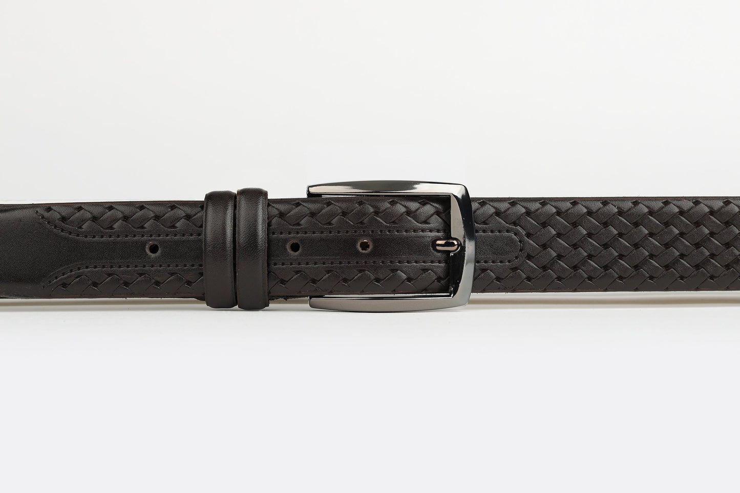 Brown Mens Platted Design Leather Belt