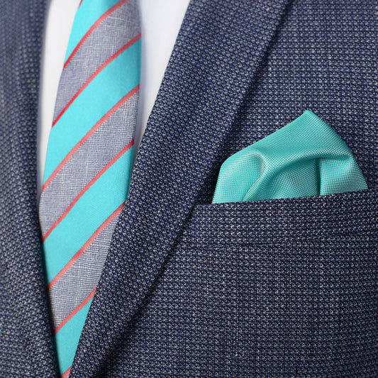 Turquoise/Grey Striped Mens Italian Silk Neck Tie