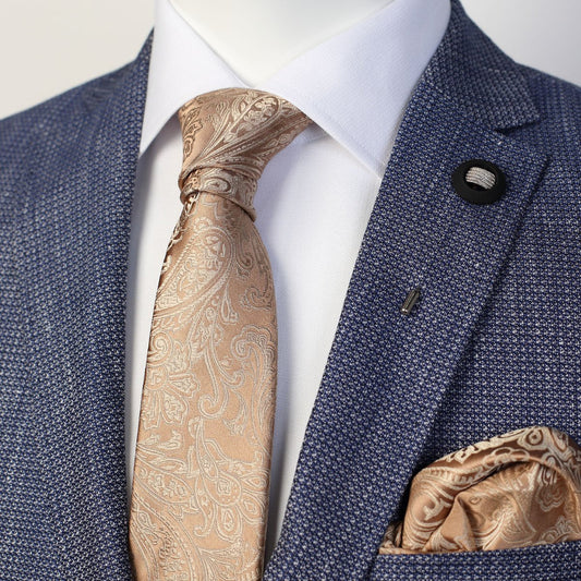 Taupe Luxury Paisley Weave Neck Tie