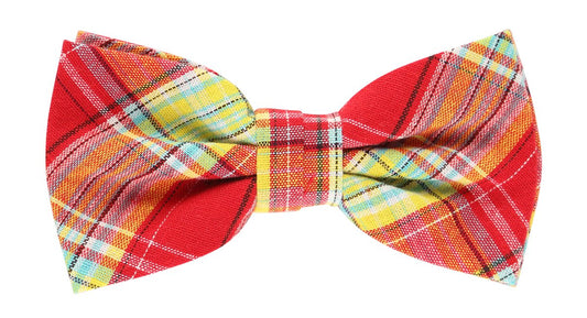 Red/Gold Luxury Cotton Check Bow Tie Combo Set