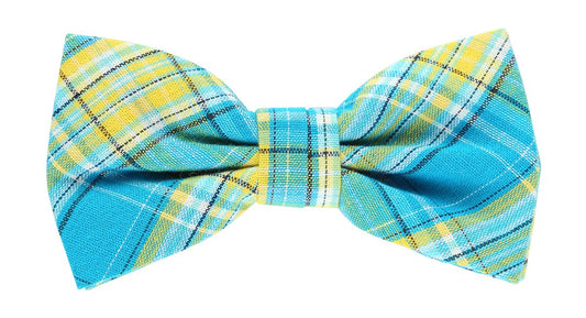 Turquoise/Gold Luxury Cotton Check Bow Tie Combo Set