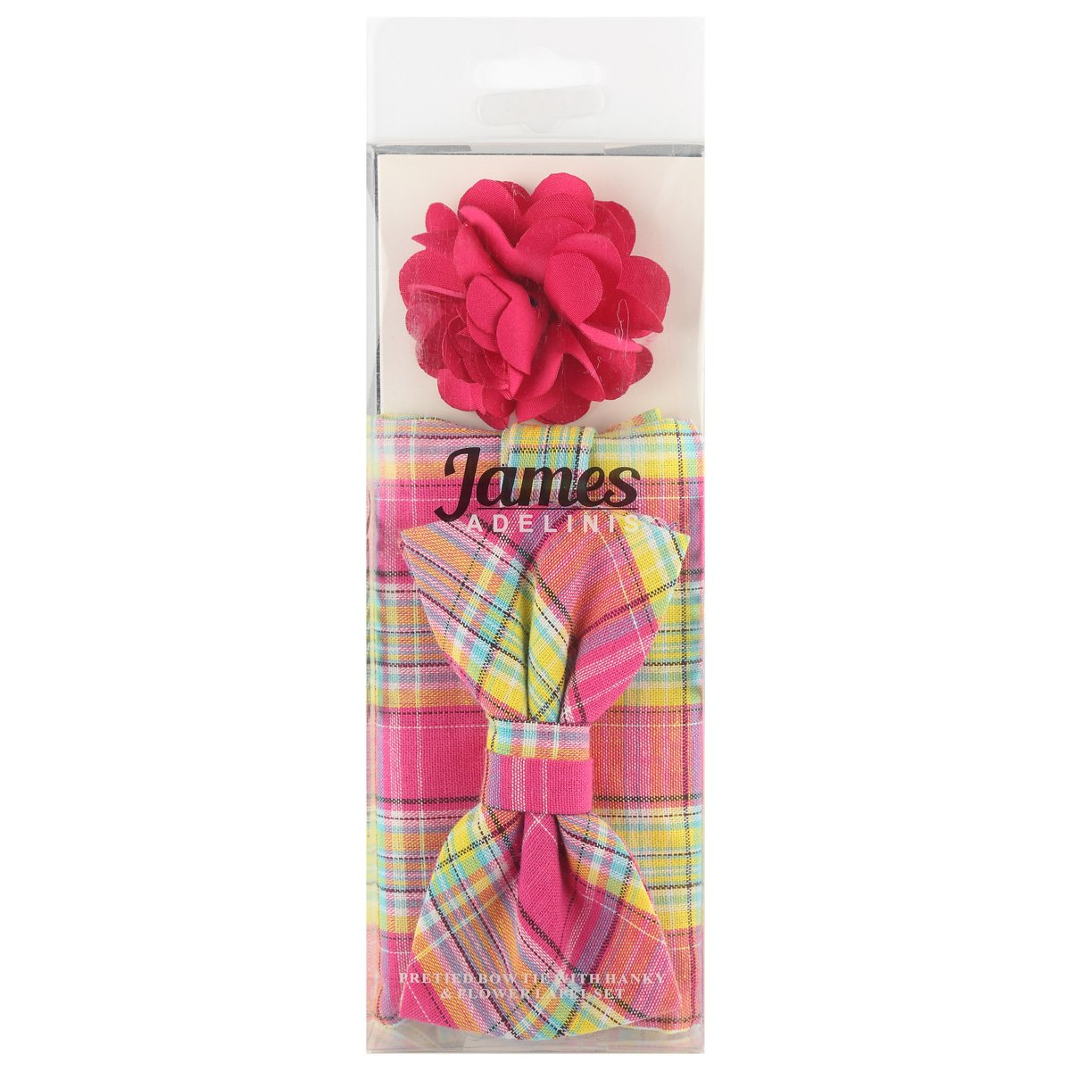 Pink/Gold Luxury Mens Cotton Check Bow Tie Combo Set