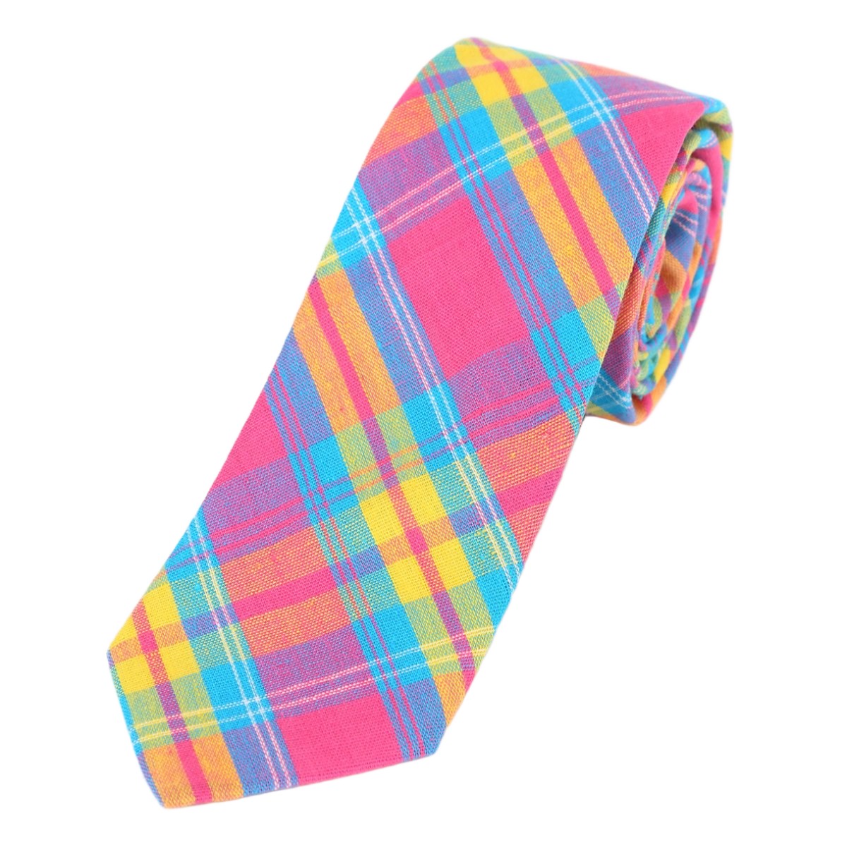 Multicolour Luxury Mens Cotton Check Neck Tie