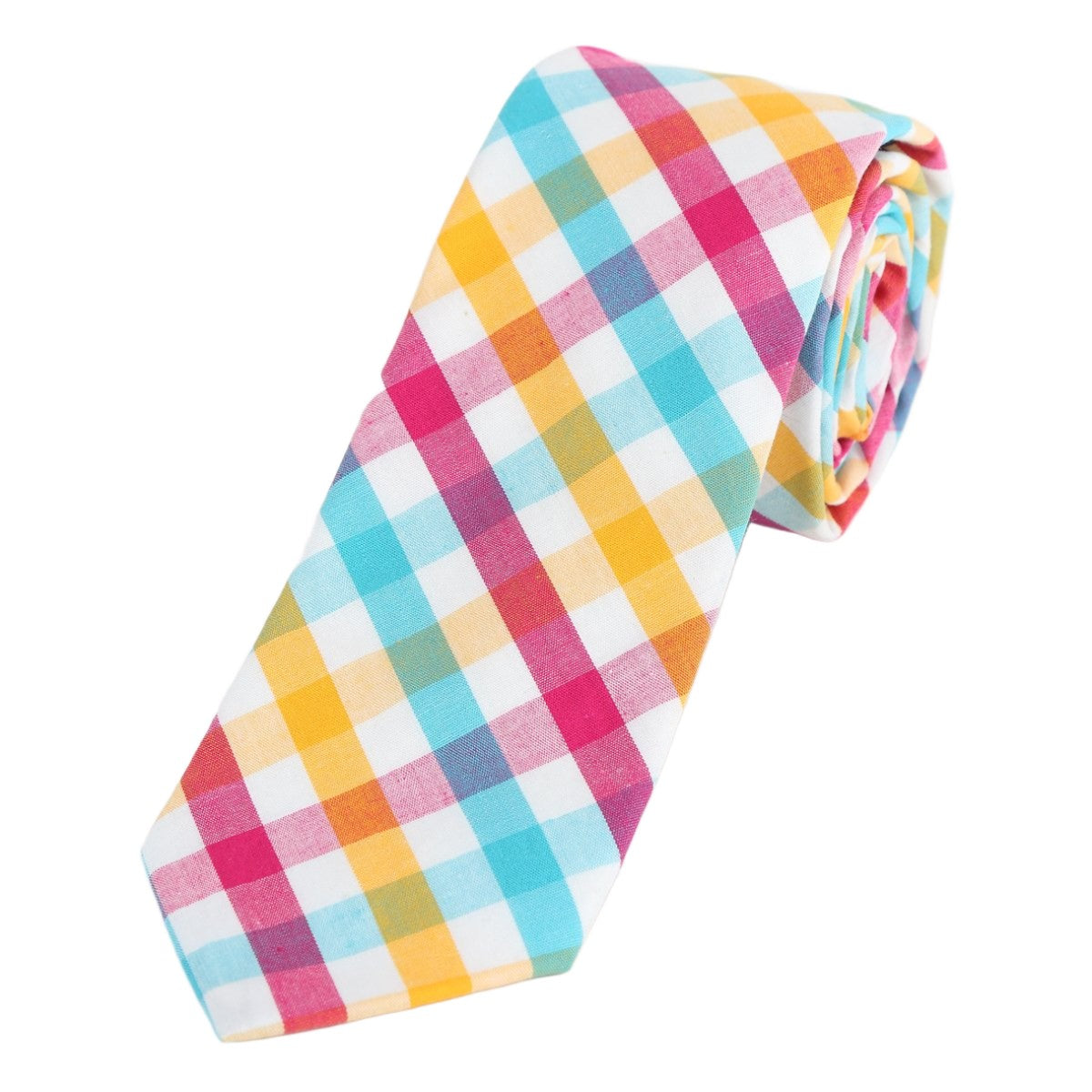Multicolored Luxury Mens Cotton Check Neck Tie