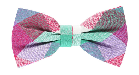 Multicoloured Block Check Pocket Square, Flower and Tie Combo Set