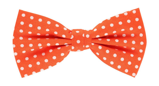 Orange/White Polka Dot Pocket Square, Flower and Bow Tie Combo Set