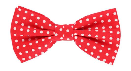 Red/White Polka Dot Pocket Square, Flower and Bow Tie Combo Set
