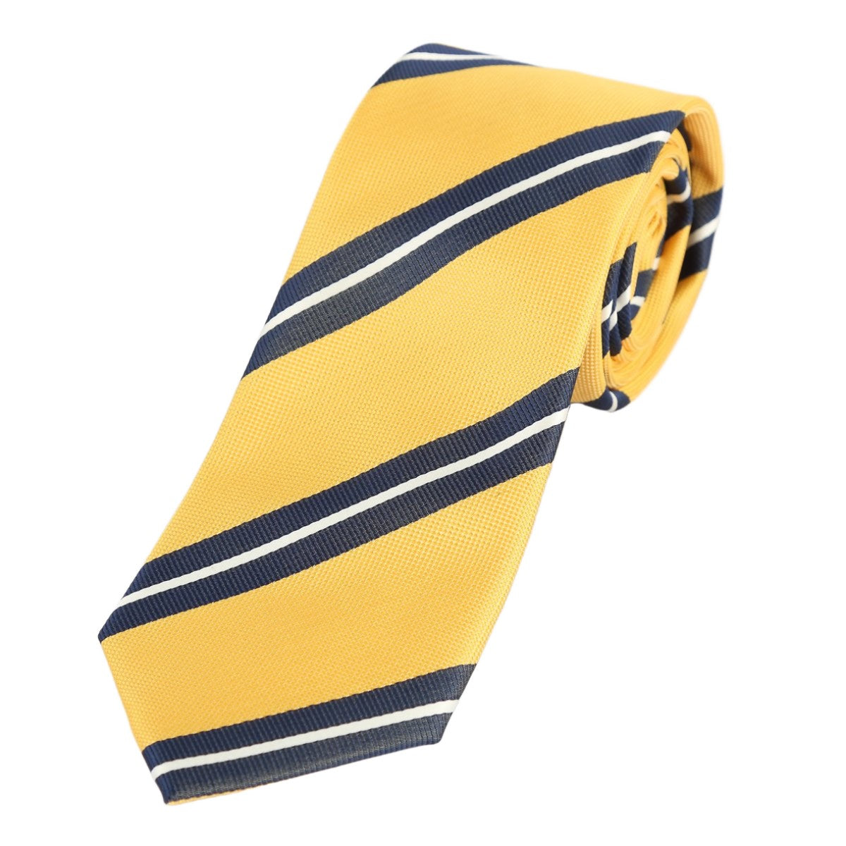Gold/Navy/White Luxury Regimental Striped Weave Neck Tie