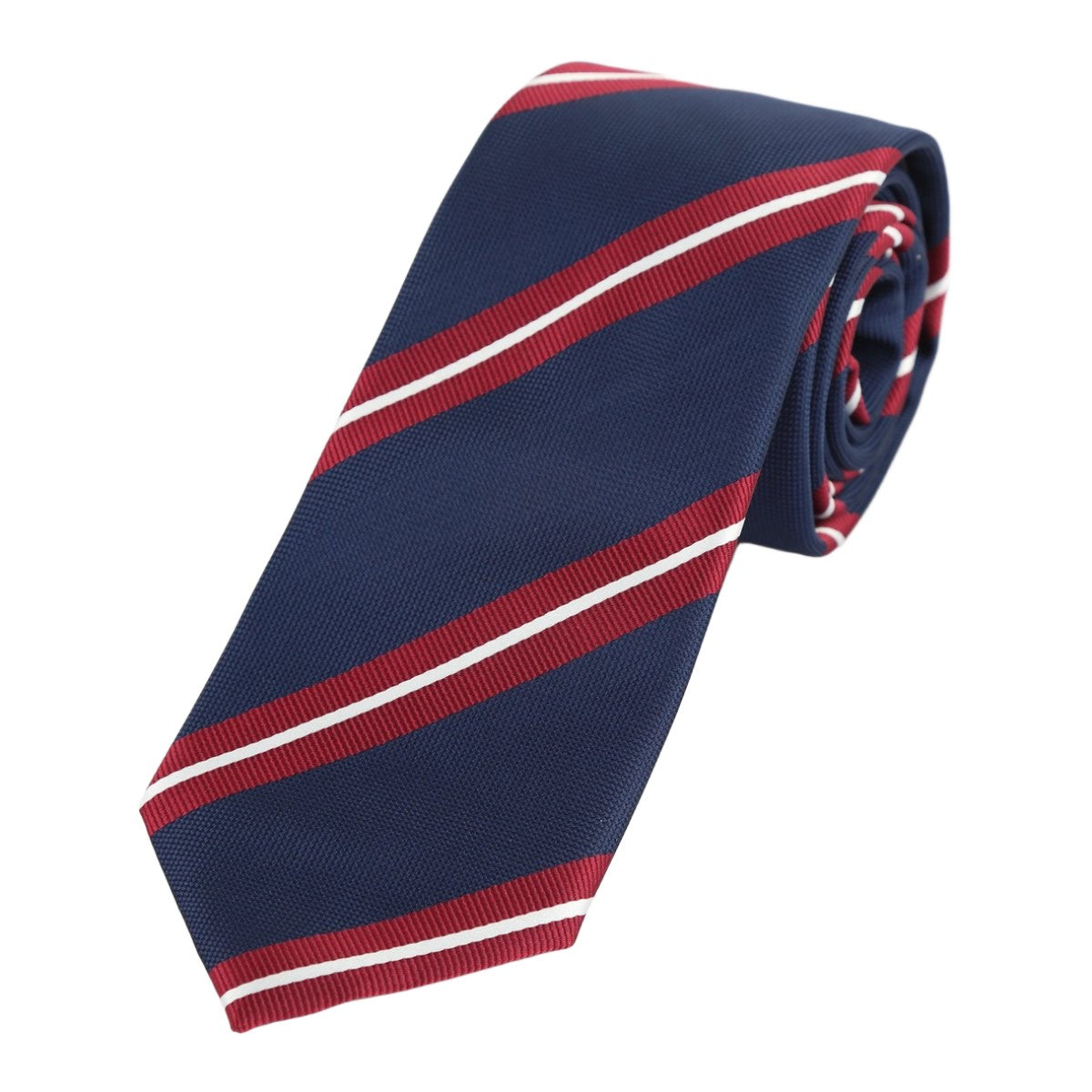 Navy/Burg/White Luxury Regimental Striped Weave Neck Tie