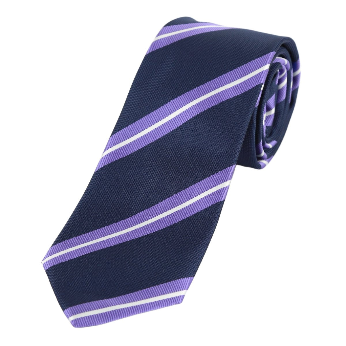 Navy/Purple/White Luxury Regimental Striped Weave Neck Tie