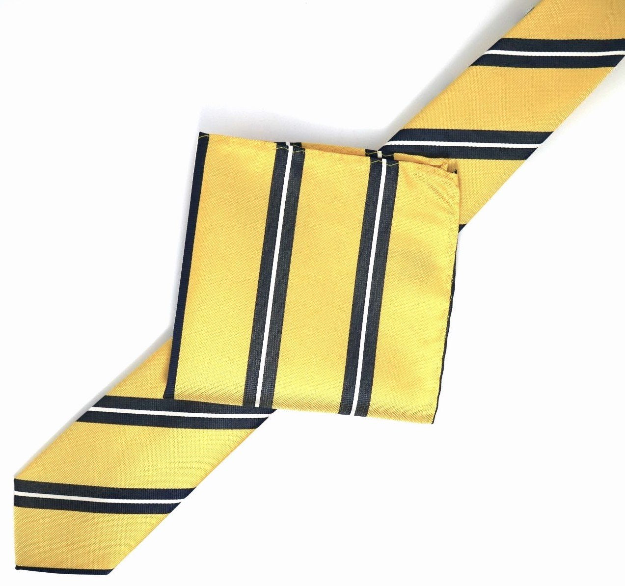 Gold/Navy/White Luxury Regimental Striped Weave Neck Tie