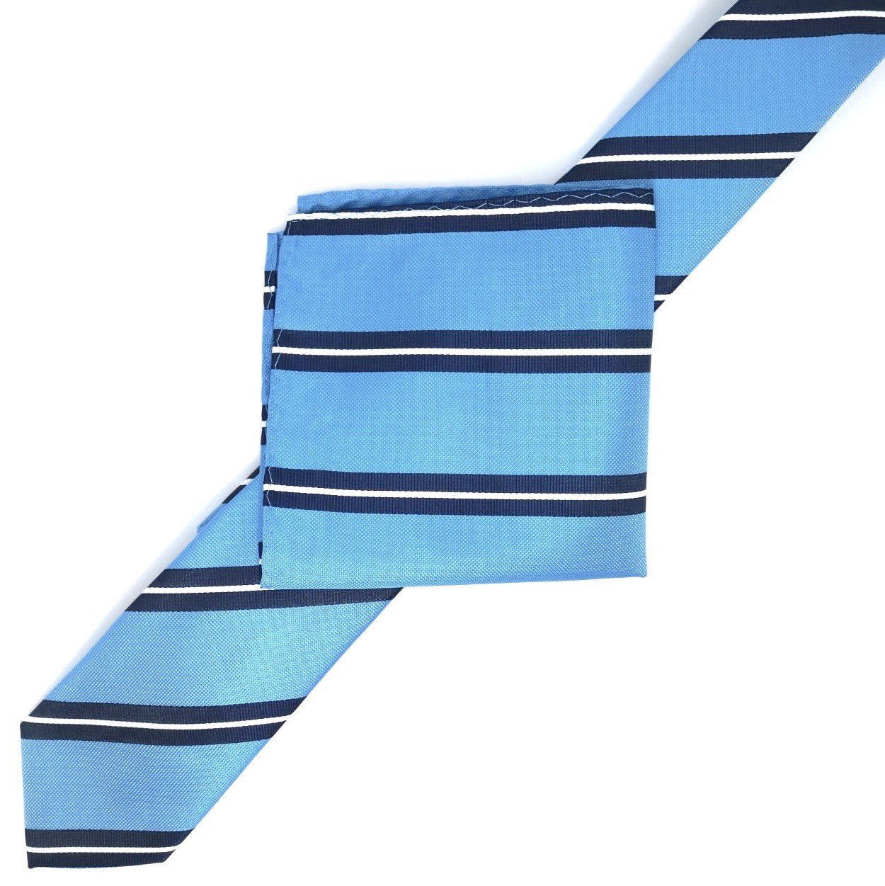 Blue/Navy/White Luxury Regimental Striped Weave Neck Tie