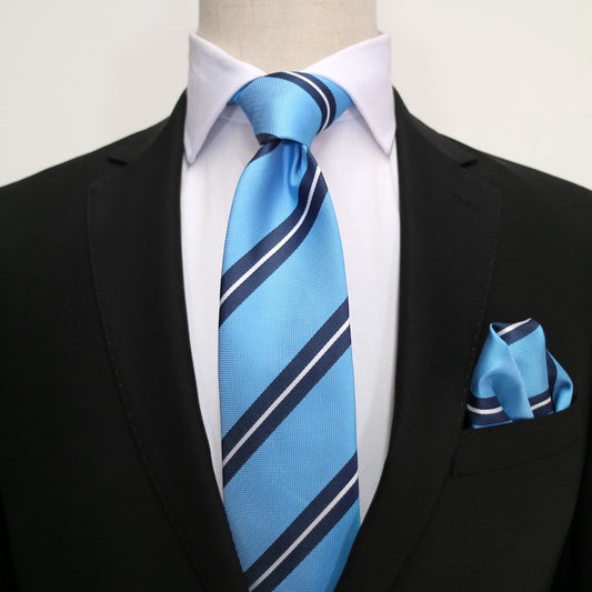 Blue/Navy/White Luxury Regimental Striped Weave Neck Tie