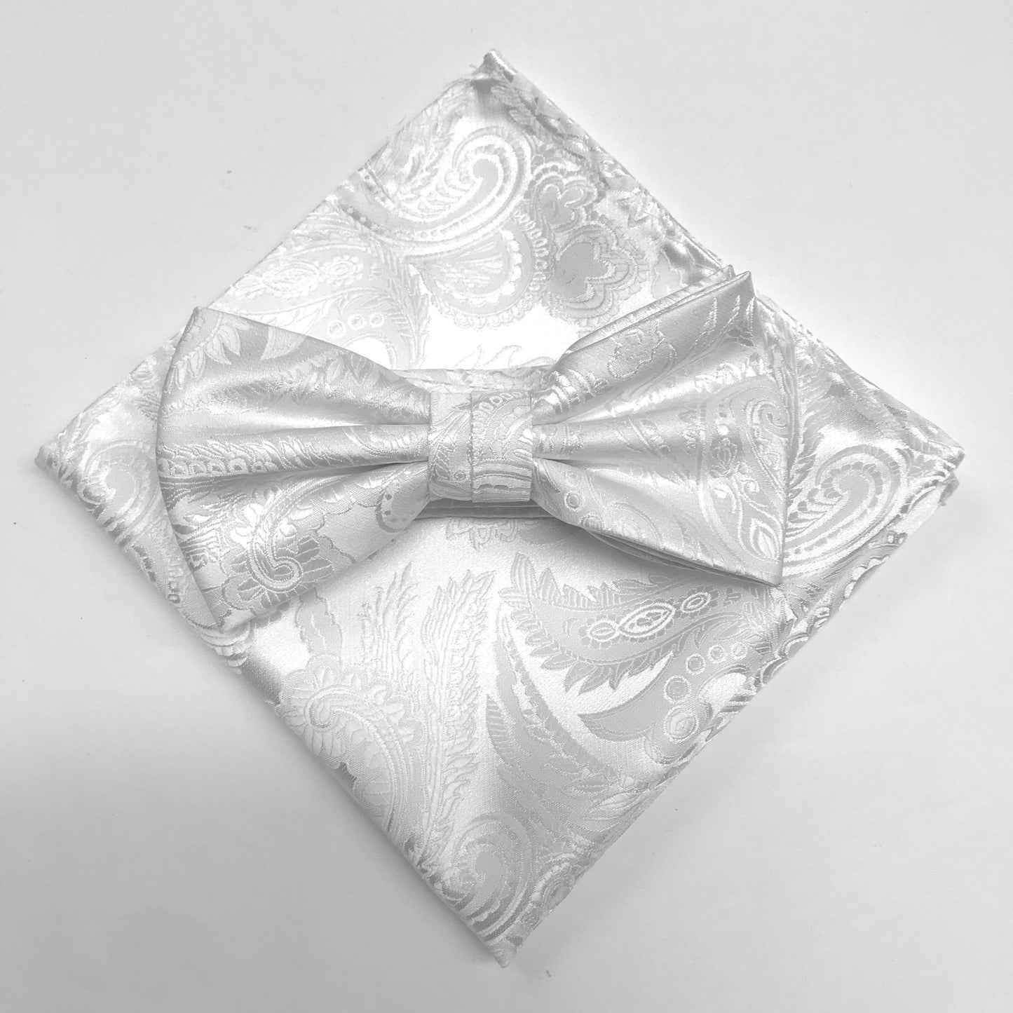 White Luxury Paisley Weave Pocket Square
