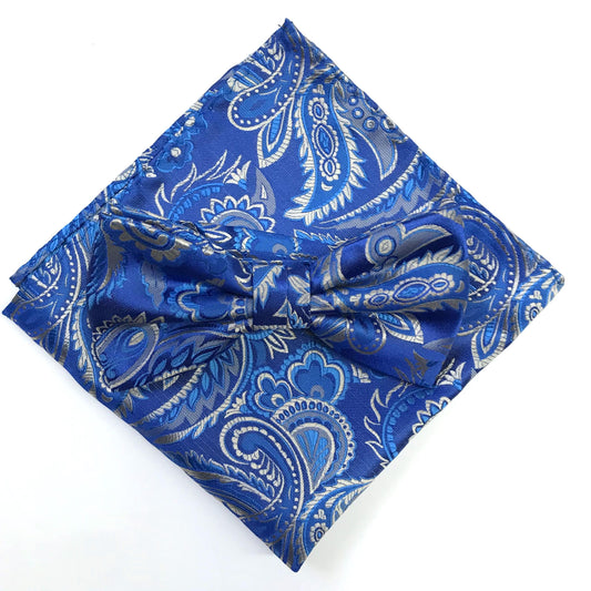 Royal/Blue/Silver Luxury Paisley Weave Pocket Square