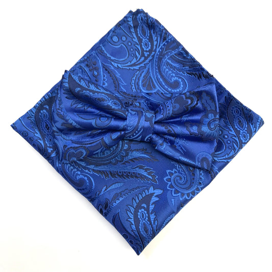 Royal/Blue/Navy Luxury Paisley Weave Pocket Square