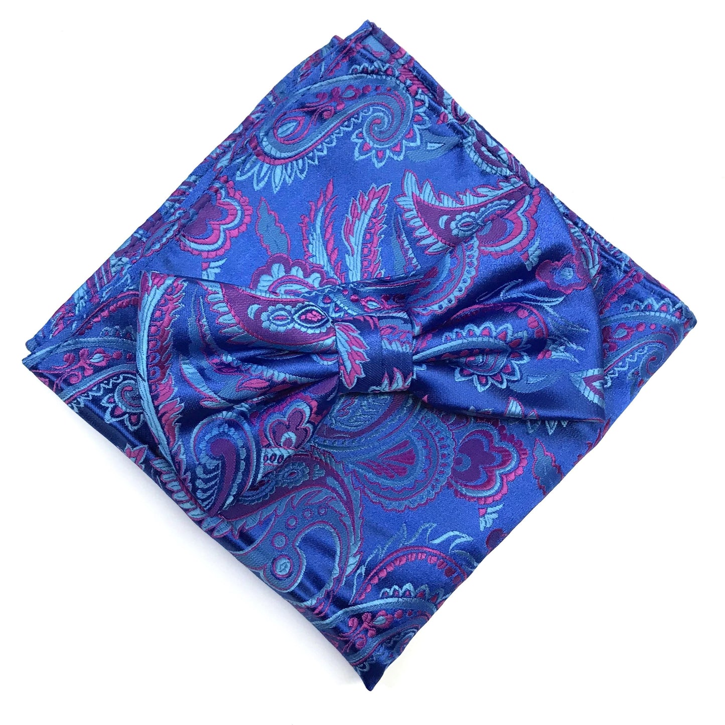 Royal/Sky/Pink Luxury Paisley Weave Pocket Square