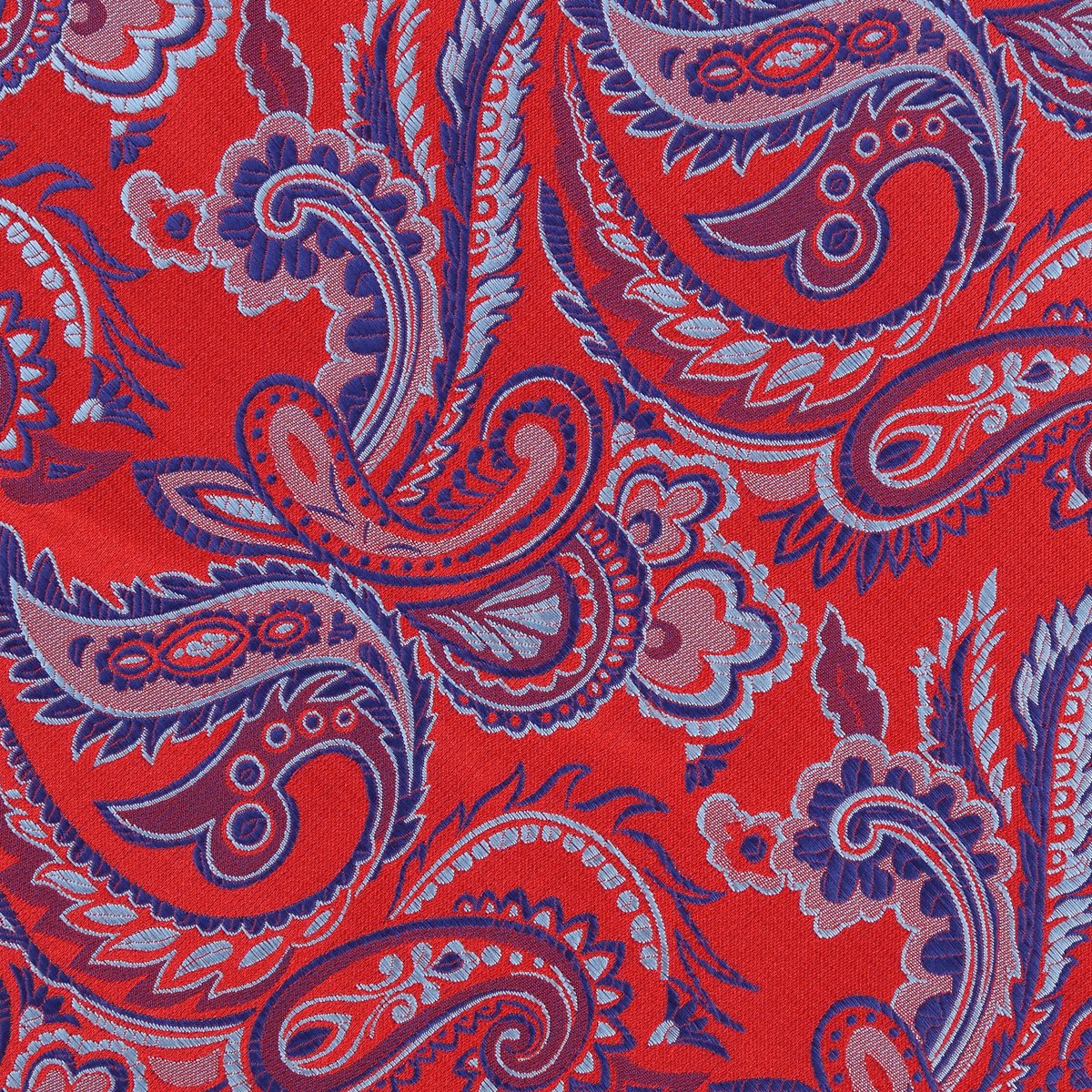 Red/Blue/Silver Luxury Paisley Weave Pocket Square