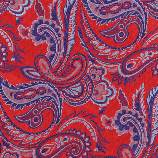 Red/Blue/Silver Luxury Paisley Weave Pocket Square