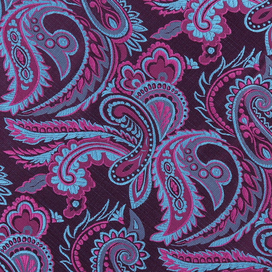 Magenta/Turquoise Luxury Paisley Weave Pocket Square