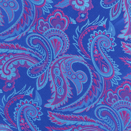 Royal/Sky/Pink Luxury Paisley Weave Pocket Square