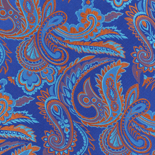 Royal/Turq/Orange Luxury Paisley Weave Pocket Square