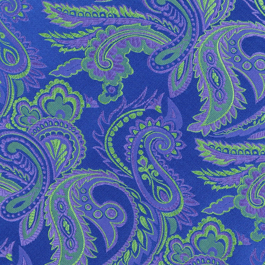 Royal/Purple/Lime Luxury Paisley Weave Pocket Square