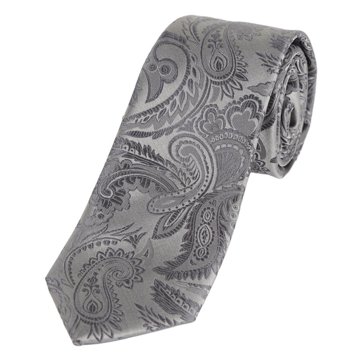Grey/Charcoal Luxury Paisley Weave Neck Tie