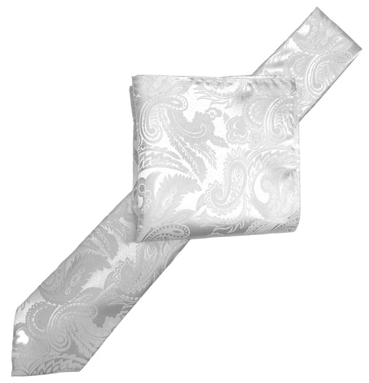 White Luxury Paisley Weave Neck Tie
