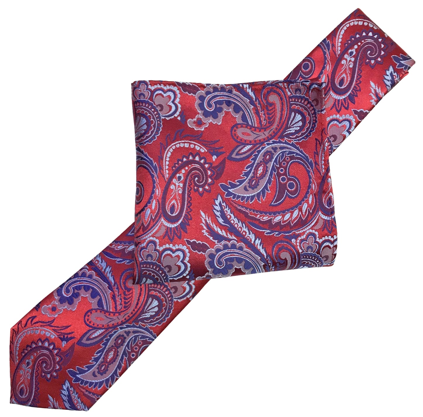 Red/Blue/Silver Luxury Paisley Weave Neck Tie