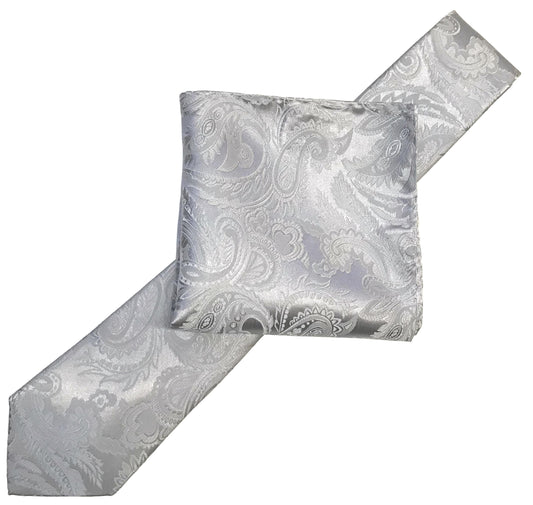 Silver Luxury Paisley Weave Neck Tie