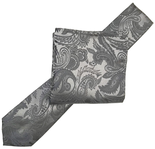 Grey/Charcoal Luxury Paisley Weave Neck Tie