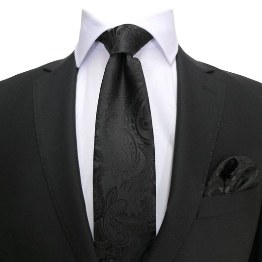 Black Luxury Paisley Weave Neck Tie