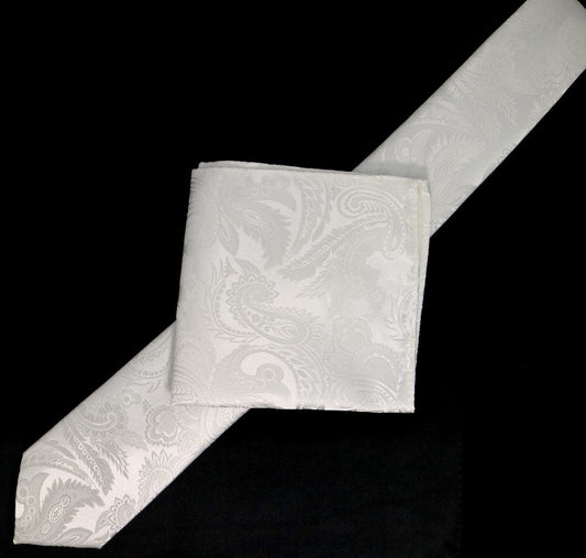 Off White Luxury Paisley Weave Pocket Square