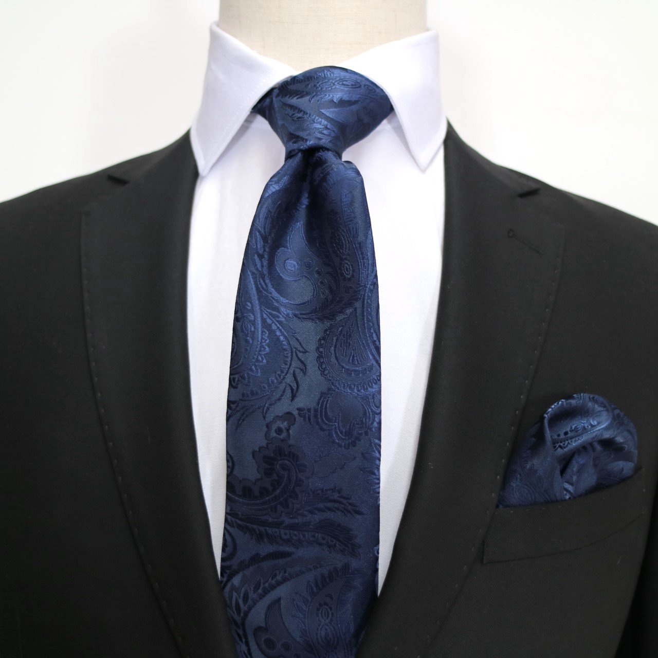Navy Luxury Paisley Weave Pocket Square