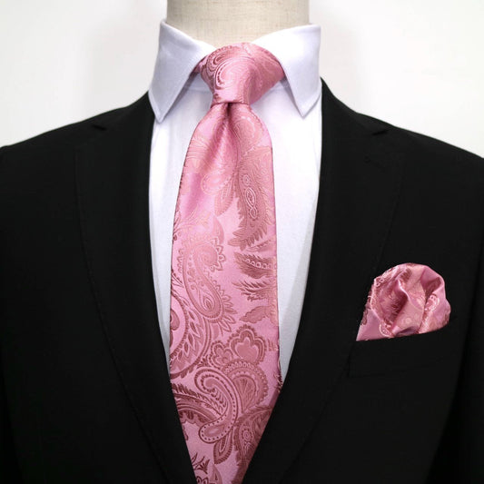 Pink/Soft Pink Luxury Paisley Weave Neck Tie