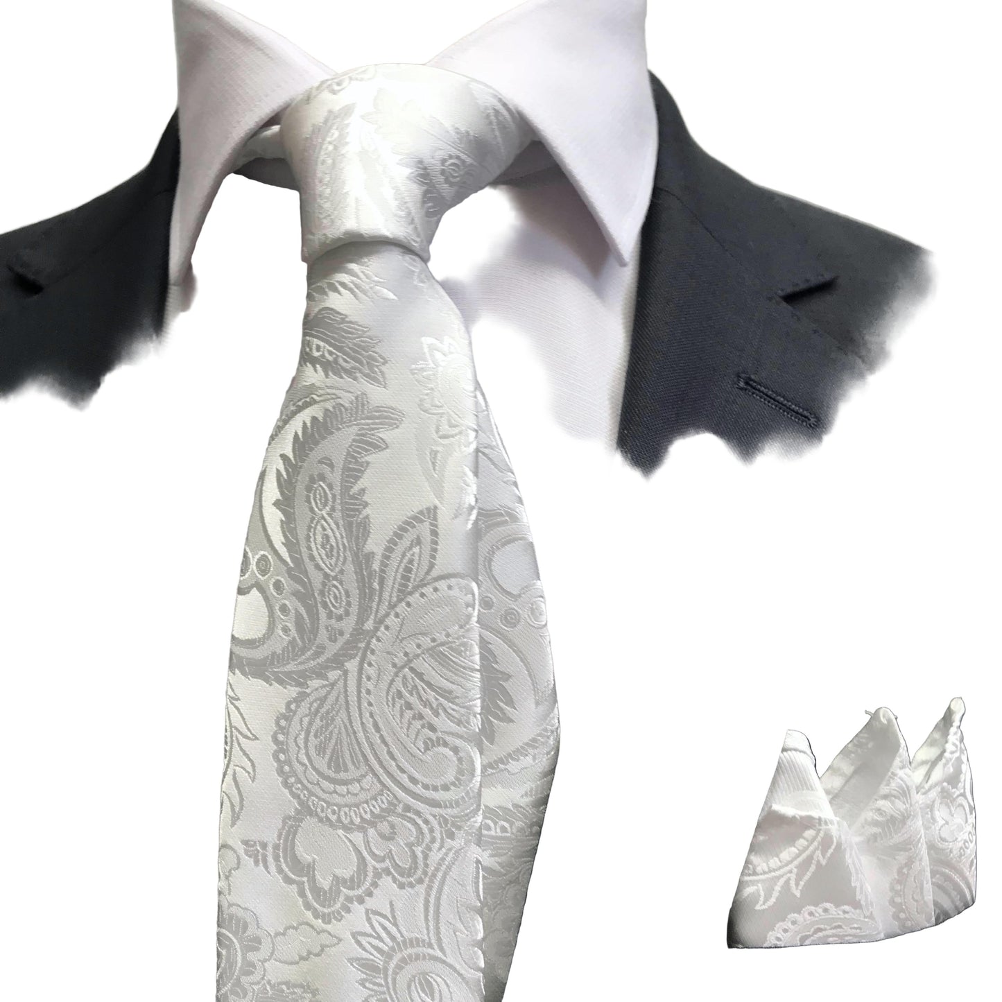 White Luxury Paisley Weave Neck Tie